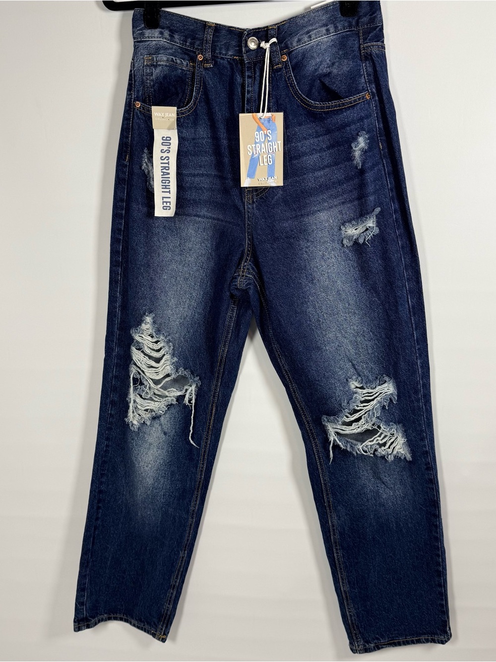 NWT Wax Jean 90s Straight Leg Jeans Women’s Medium Distressed High Rise Y2K